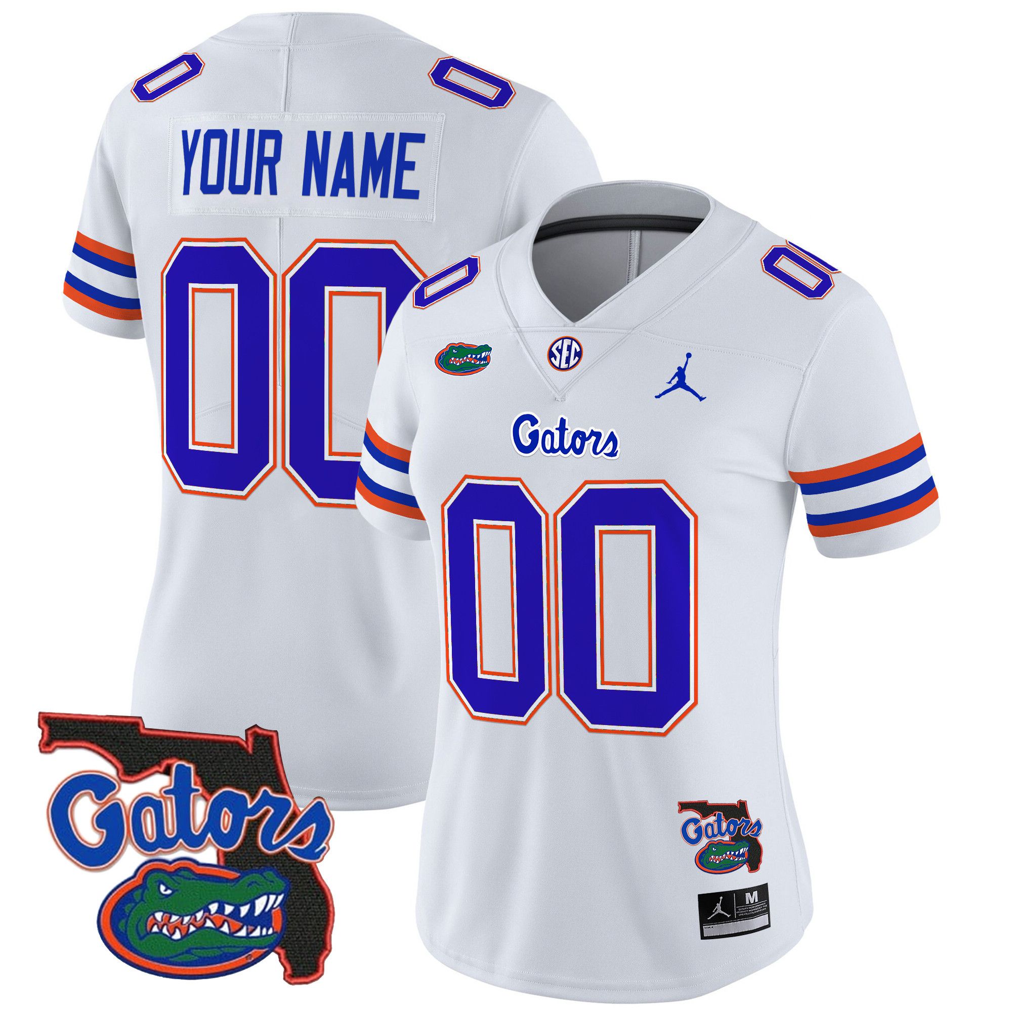 Women Florida Gators White 2024 Florida Patch Vapor Limited Custom NCAA Jersey->customized ncaa jersey->Custom Jersey